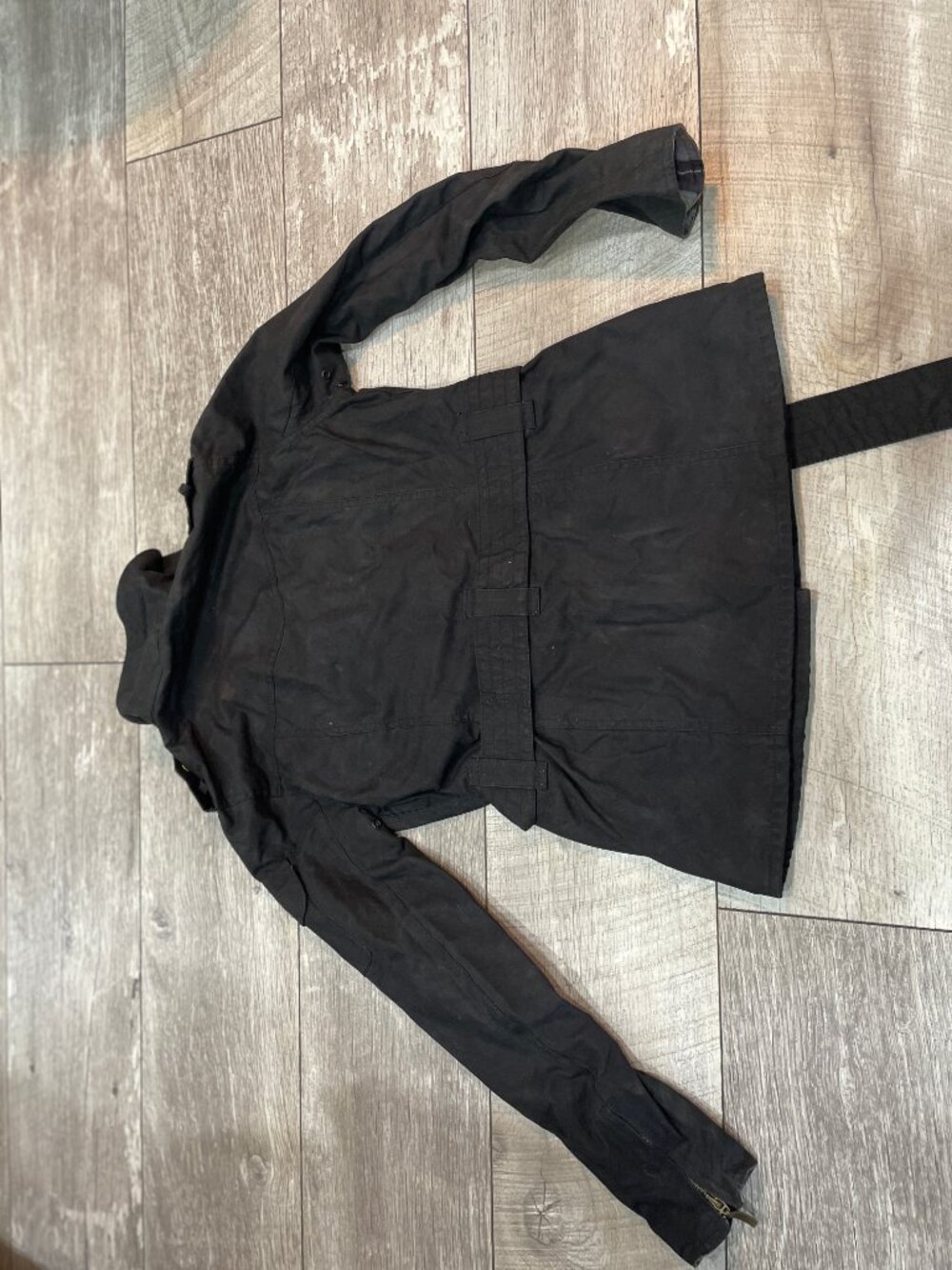 Barbour International Wax Jacket Belted Black Moto Biker Womens UK 8 - Picture 10 of 11